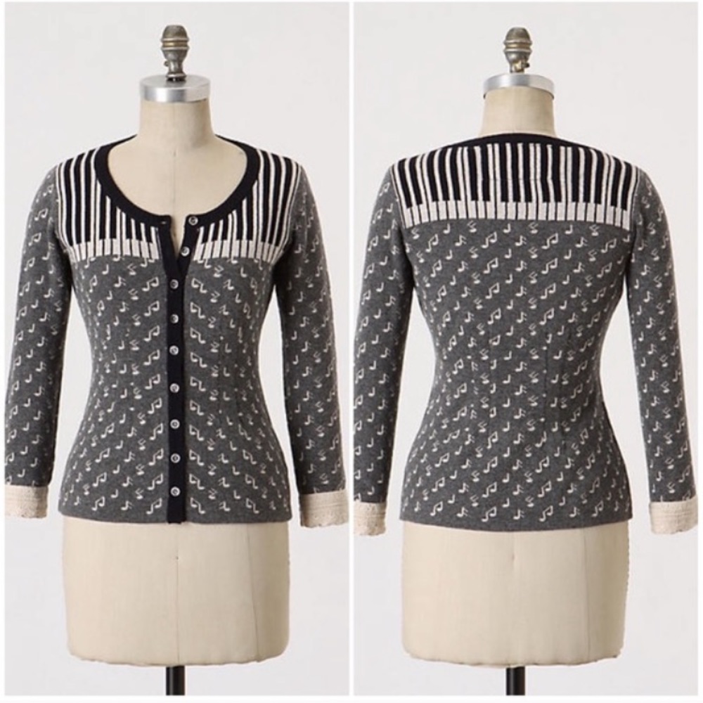 Anthropologie Chopsticks Piano Cardigan
